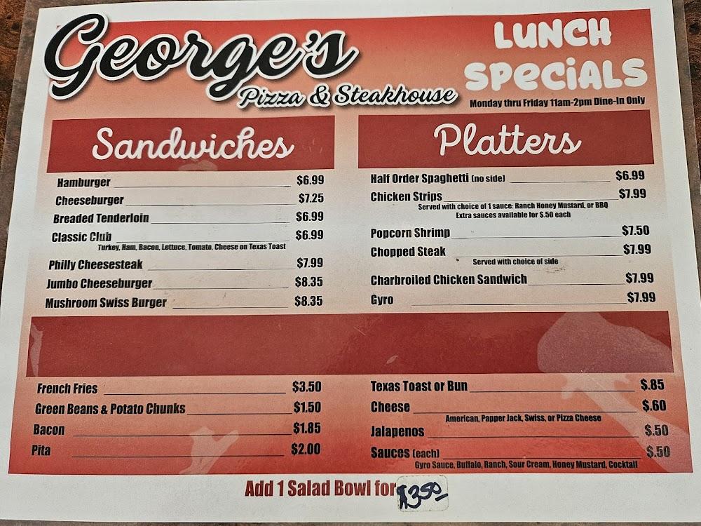George's Pizza and Steak Menu image 4